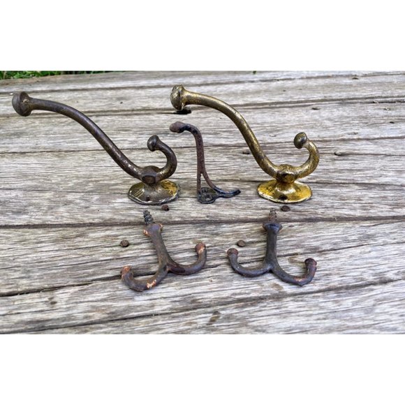 Antique lot 5 Old Wall hooks, plant hooks, ceiling hooks - Picture 1 of 14